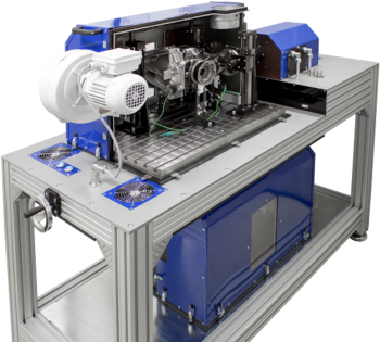 Radial shaft seal test rig for leakage testing of axle and electric transmissions of passenger cars